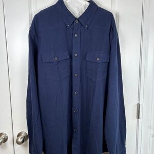 Orton Brothers Vermont Flannel Button Down Shirt Mens 2XL Dark Blue 100% Cotton